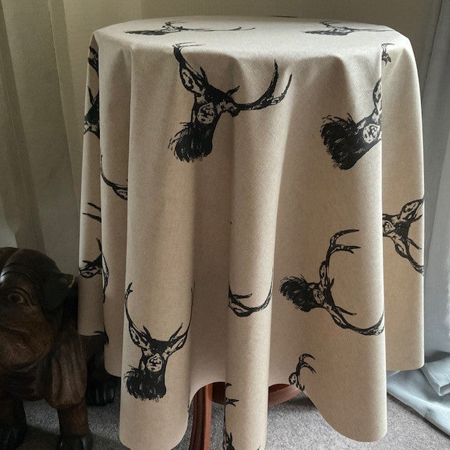 Country Stags Head 140cm Wipe Clean Acrylic Tablecloth