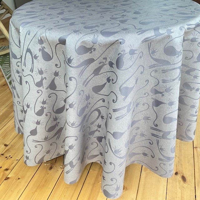 Grey Cats Extra Wide 180cm Wipe Clean Acrylic Tablecloth