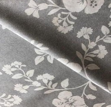 Grey Flowers Extra Wide 180cm Wipe clean Acrylic Tablecloth
