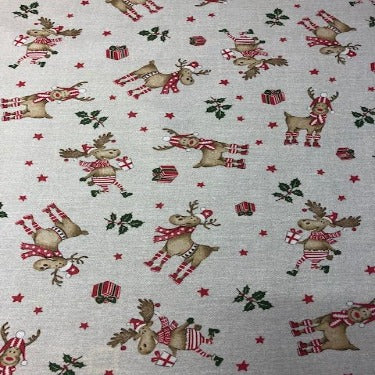 Christmas Reindeer 140cm Wipe Clean Acrylic Tablecloth